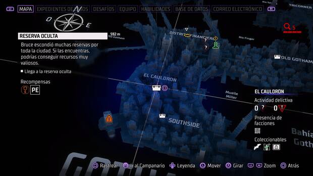 Gotham Knights - Localización en el mapa de la reserva oculta de El Cauldron