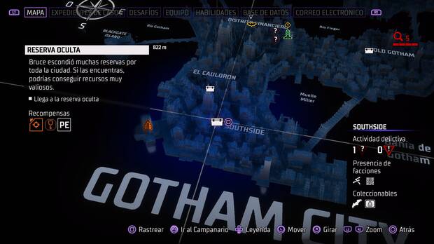 Gotham Knights - Localización en el mapa de la reserva oculta de Southside
