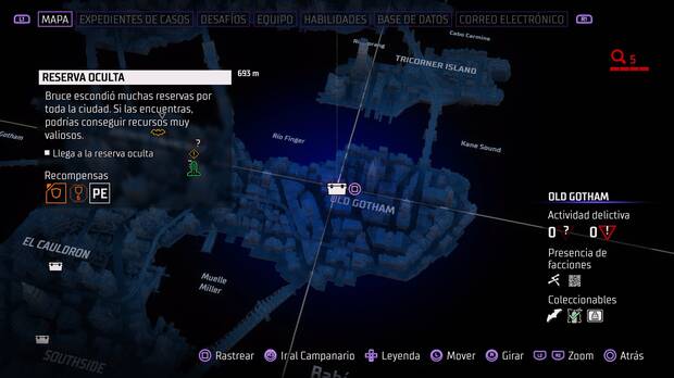Gotham Knights - Localización en el mapa de la reserva oculta de Old Gotham