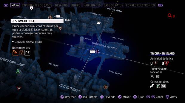 Gotham Knights - Localización en el mapa de la reserva oculta de Triconer Island