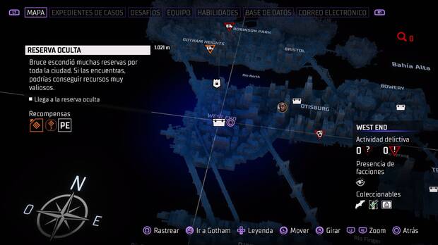 Gotham Knights - Localización en el mapa de la reserva oculta de West End