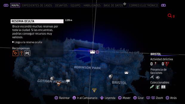 Gotham Knights - Localización en el mapa de la reserva oculta de Bristol 2