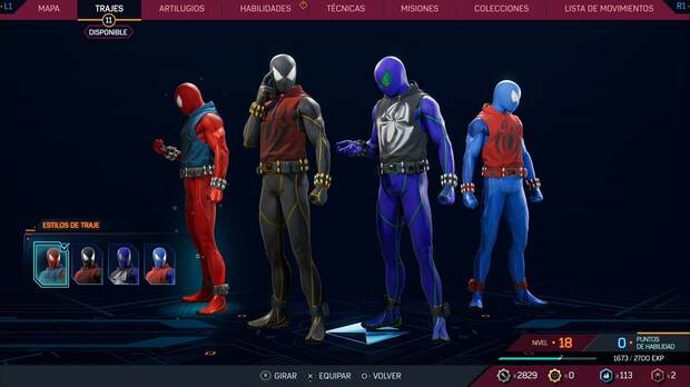 Marvel's Spider-Man 2 - Trajes de Peter Parker: Traje Araña escarlata, estilos