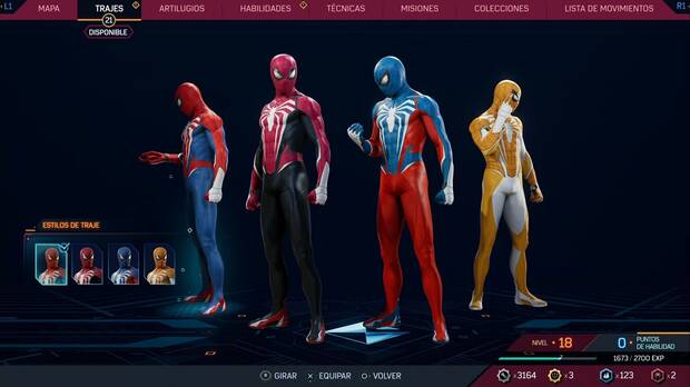 Marvel's Spider-Man 2 - Trajes de Peter Parker: Traje Avanzado 2.0, estilos
