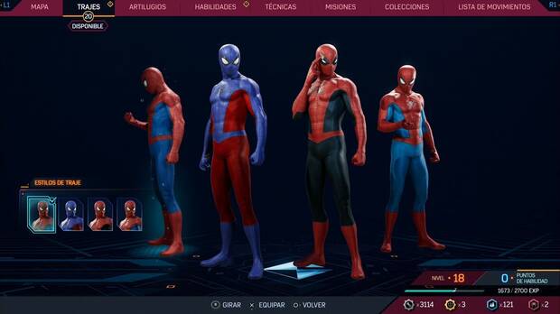 Marvel's Spider-Man 2 - Trajes de Peter Parker: Traje Clásico, estilos