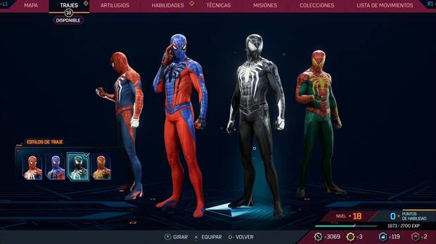 Marvel's Spider-Man 2 - Trajes de Peter Parker: Traje Avanzado, estilos
