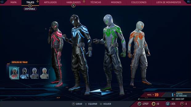 Marvel's Spider-Man 2 - Trajes de Miles Morales: Traje de Brooklyn 2099, estilos