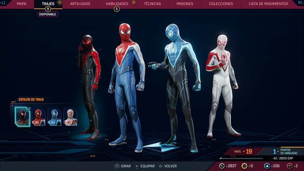 Marvel's Spider-Man 2 - Trajes de Miles Morales: Traje Mejorado, estilos