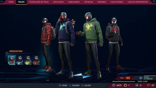 Marvel's Spider-Man 2 - Trajes de Miles Morales: Traje con el gato de la tienda, estilos