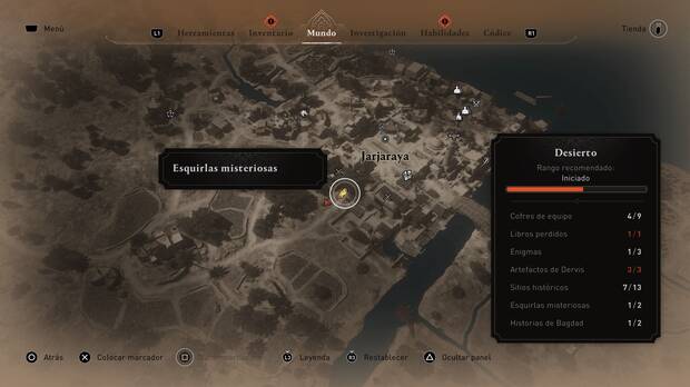 Assassin's Creed Mirage - Localización en el mapa de la esquirla misteriosa 4 en Desierto