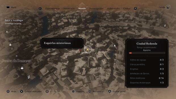 Assassin's Creed Mirage - Localización en el mapa de la esquirla misteriosa 10 en Ciudad Redonda