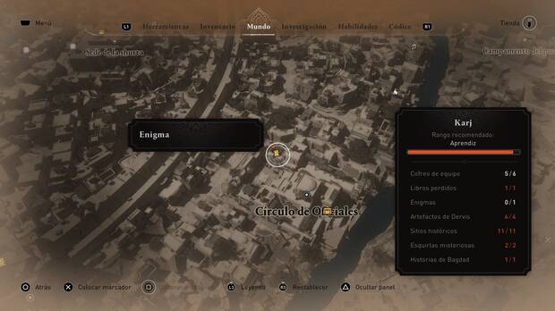 Assassin's Creed Mirage - Localización en el mapa del enigma Resuélveme este problema