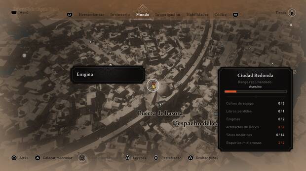 Assassin's Creed Mirage - Localización en el mapa del enigma Recompensas