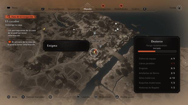 Assassin's Creed Mirage - Localización en el mapa del enigma La cosecha de las ruinas