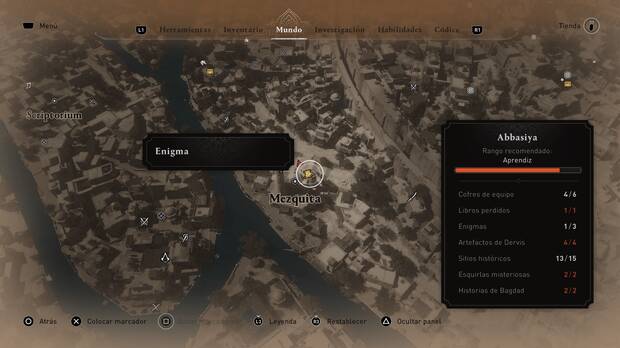Assassin's Creed Mirage - Localización en el mapa del enigma Deleite junto a la cúpula