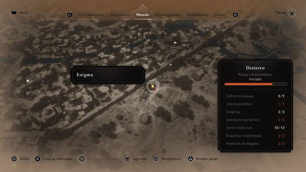 Assassin's Creed Mirage - Localización en el mapa del enigma Solaz bajo las palmeras lloronas
