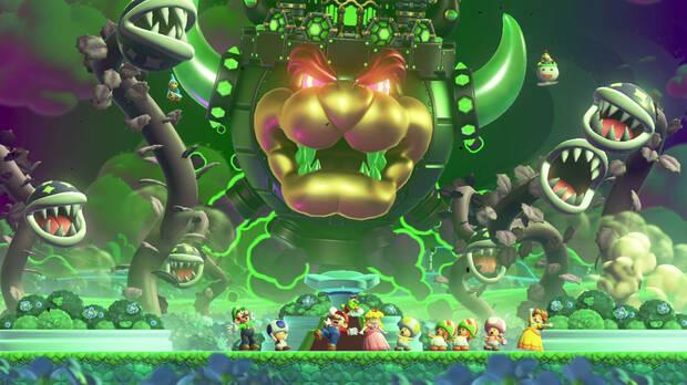 Esta vez Bowser se ha fusionado con un castillo y est� sembrando el caos en el Reino Flor, as� que nos tocar� hacer de h�roes y detener sus planes. Huelga decir que la historia es completamente anecd�tica.
