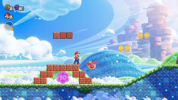 Super Mario Bros. Wonder - Localización de la Moneda púrpura #1 en Llegada al Reino Flor
