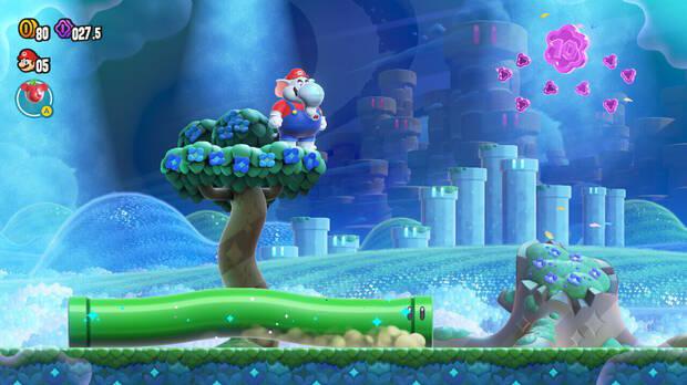 Super Mario Bros. Wonder - Localización de la Moneda púrpura #3 en Llegada al Reino Flor