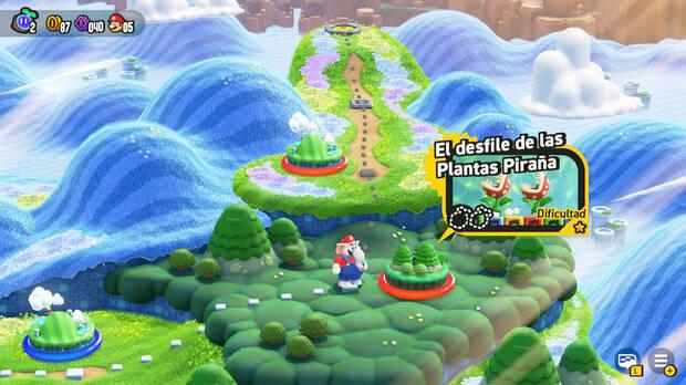 Super Mario Bros. Wonder - Nivel El desfile de las Plantas Piraña del Mundo 1 Pradera Tubirroca