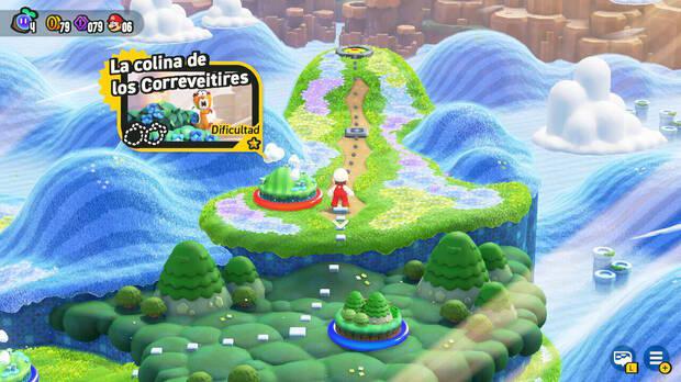 Super Mario Bros. Wonder - Nivel La colina de los Correveitires del Mundo 1 Pradera Tubirroca