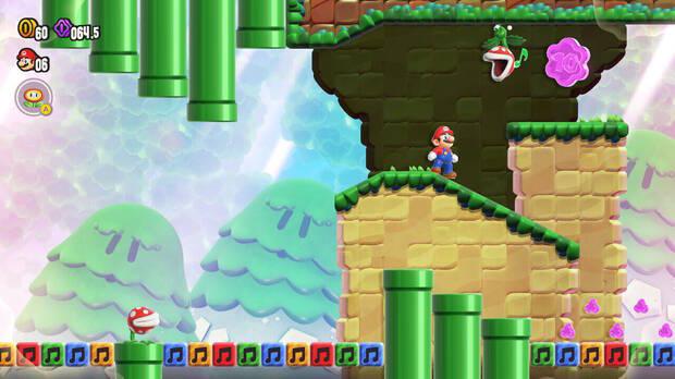 Super Mario Bros. Wonder - Localización de la Moneda púrpura #3 en El desfile de las Plantas Piraña
