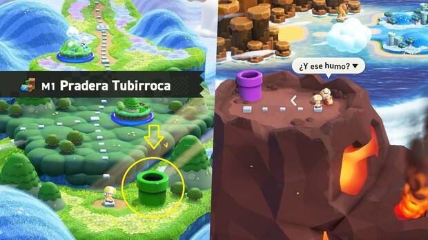 Super Mario Bros. Wonder - Localización oculta #1 de Capitán Toad en el M1 - Pradera Tubirroca