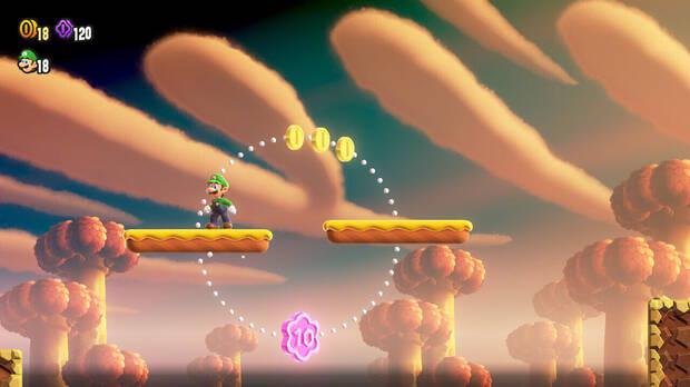 Super Mario Bros. Wonder - Localización de la Moneda púrpura #1 en Reto de insignia Gorra paracaídas 1
