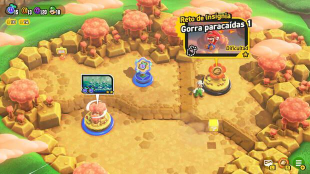 Super Mario Bros. Wonder - Nivel Reto de insignia - Gorra paracaídas 1 del Mundo 1 Pradera Tubirroca