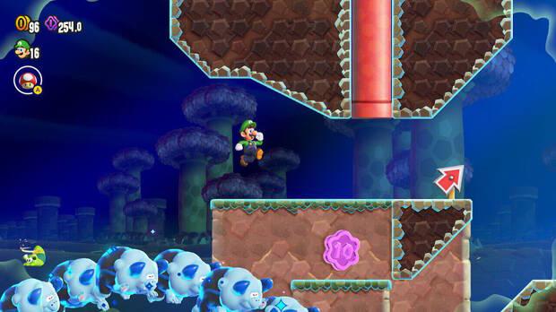 Super Mario Bros. Wonder - Localización de la Moneda púrpura #2 en La cabalgata de los Embistontes
