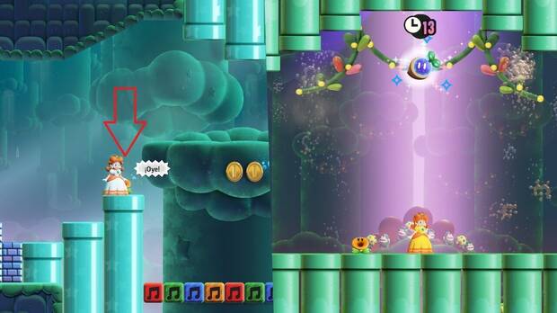 Super Mario Bros. Wonder - Localización de la Semilla maravilla #1 en Spikes entre tuberías inestables