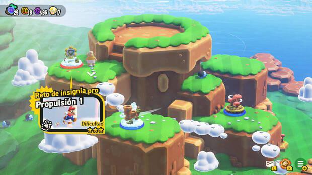 Super Mario Bros. Wonder - Nivel Reto de insignia pro - Propulsión 1 del Mundo 1 Pradera Tubirroca