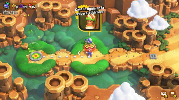 Super Mario Bros. Wonder - Nivel Casa insignia en la pradera Tubirroca del Mundo 1 Pradera Tubirroca
