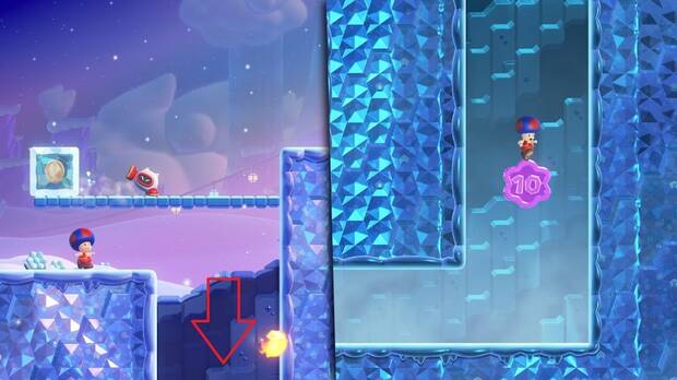 Super Mario Bros. Wonder - Localización de la Moneda púrpura #2 en El valle helado de los Patapatís
