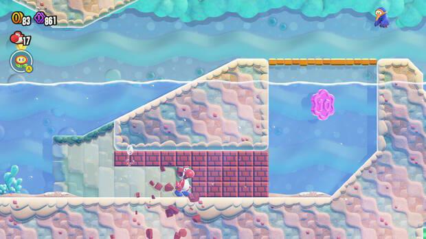 Super Mario Bros. Wonder - Localización de la Moneda púrpura #3 en La gruta costera del Hurtín buceador