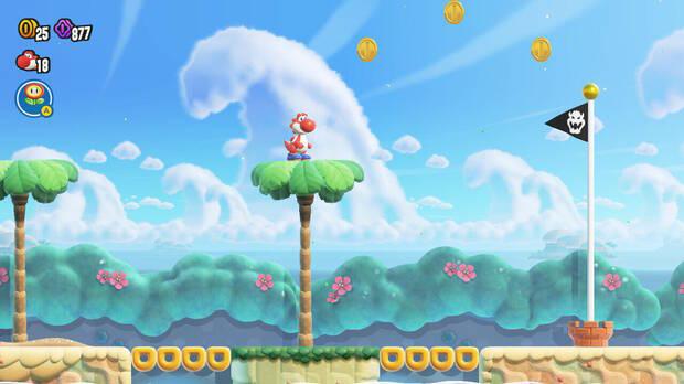 Super Mario Bros. Wonder - Cómo llegar a lo más alto del banderín de meta en La gruta costera del Hurtín buceador