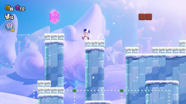 Super Mario Bros. Wonder - Localización de la Moneda púrpura #1 en Los Serpiés de la ruta montañosa