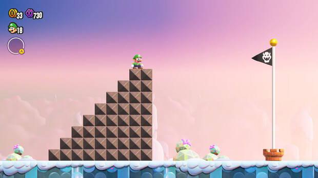 Super Mario Bros. Wonder - Cómo llegar a lo más alto del banderín de meta en Salta, salta... ¡salta!
