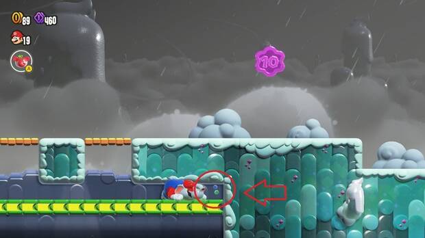 Super Mario Bros. Wonder - Localización de la Moneda púrpura #2 en Golpes sobre la plataforma modular
