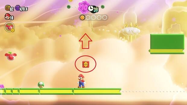 Super Mario Bros. Wonder - Localización de la Moneda púrpura #3 en Golpes sobre la plataforma modular