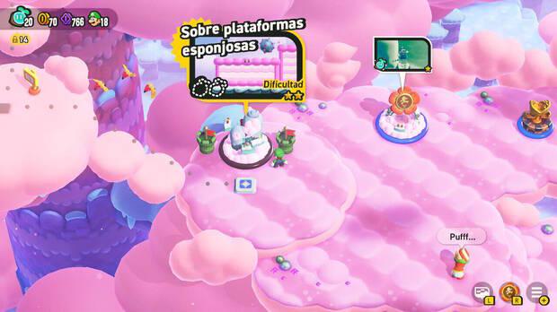 Super Mario Bros. Wonder - Nivel Sobre plataformas esponjosas del Mundo 2 Cordillera Nub Nub