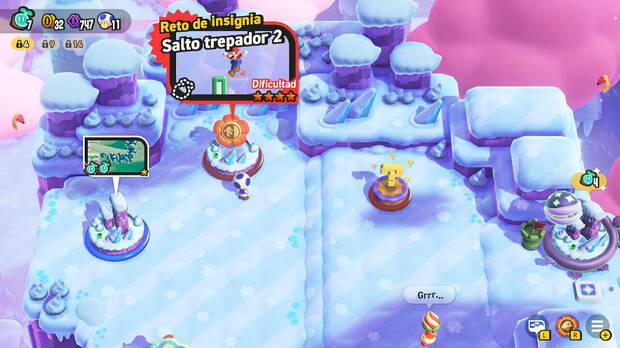 Super Mario Bros. Wonder - Nivel Reto de insignia - Salto trepador 2 del Mundo 2 Cordillera Nub Nub