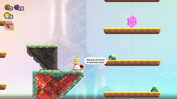 Super Mario Bros. Wonder - Localización de la Moneda púrpura #2 en La prueba de las mil Saltamantas