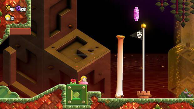 Super Mario Bros. Wonder - Cómo llegar a lo más alto del banderín de meta en Reto de insignia secreto - Gran salto agachado 1
