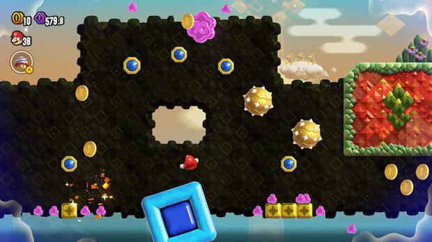 Super Mario Bros. Wonder - Localización de la Moneda púrpura #1 en Especial Cascadas: ¡Avalancha!