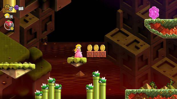 Super Mario Bros. Wonder - Localización de la Moneda púrpura #3 en Prueba intermedia: Persecución vertical