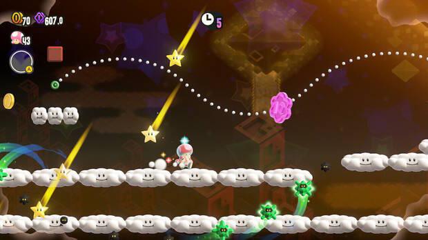 Super Mario Bros. Wonder - Localización de la Moneda púrpura #1 en Prueba de Anisiris: En el cielo estrellado