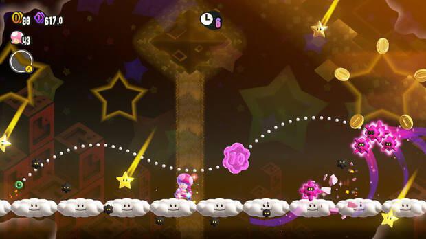 Super Mario Bros. Wonder - Localización de la Moneda púrpura #2 en Prueba de Anisiris: En el cielo estrellado