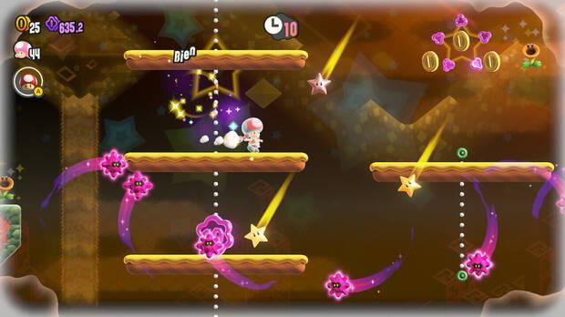 Super Mario Bros. Wonder - Localización de la Moneda púrpura #3 en Prueba de Anisiris: En el cielo estrellado