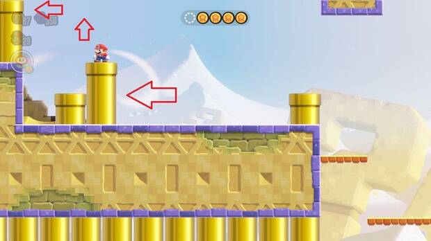 Super Mario Bros. Wonder - Localización de la Ficha Maravilla #1 en Partida de búsqueda - Parque de tuberías